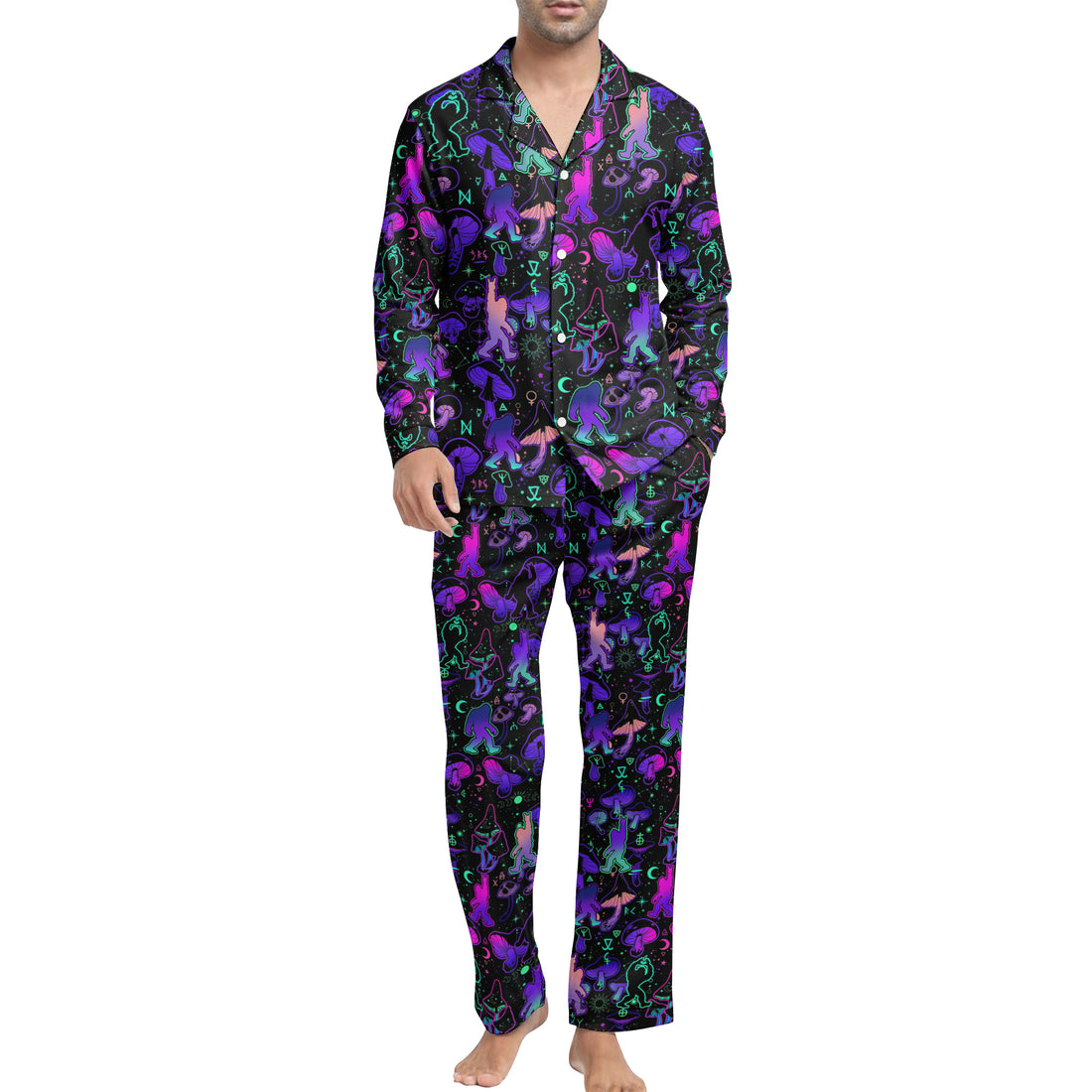 Psychedelic Squatch Shrooms - Premium Flannel Pajama Top