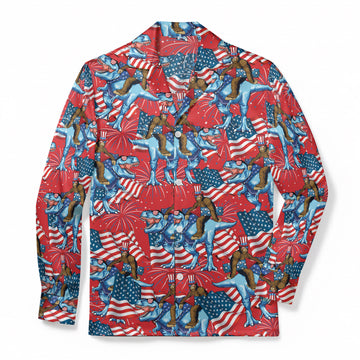 Rex's Patriotic Squatch - Premium Flannel Pajama Top