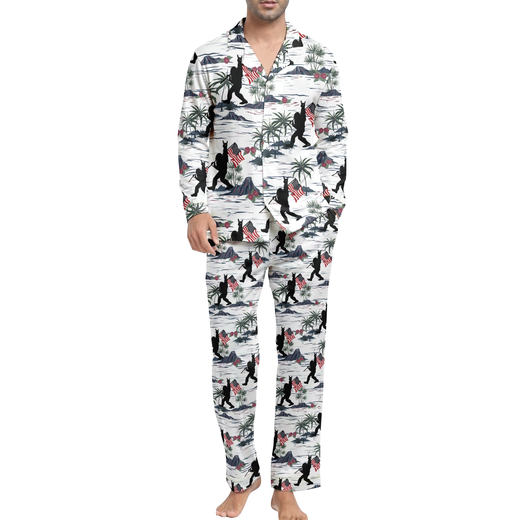 Sasquatch Freedom Parade - Premium Flannel Pajama Top