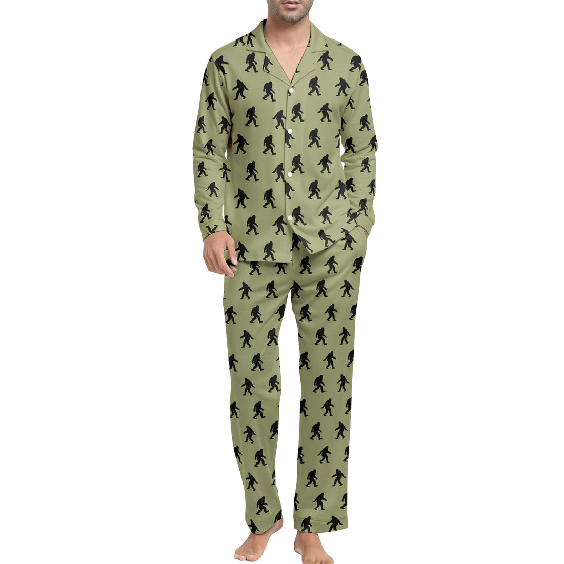 Sasquatch Footprint Trail - Premium Flannel Pajama Top