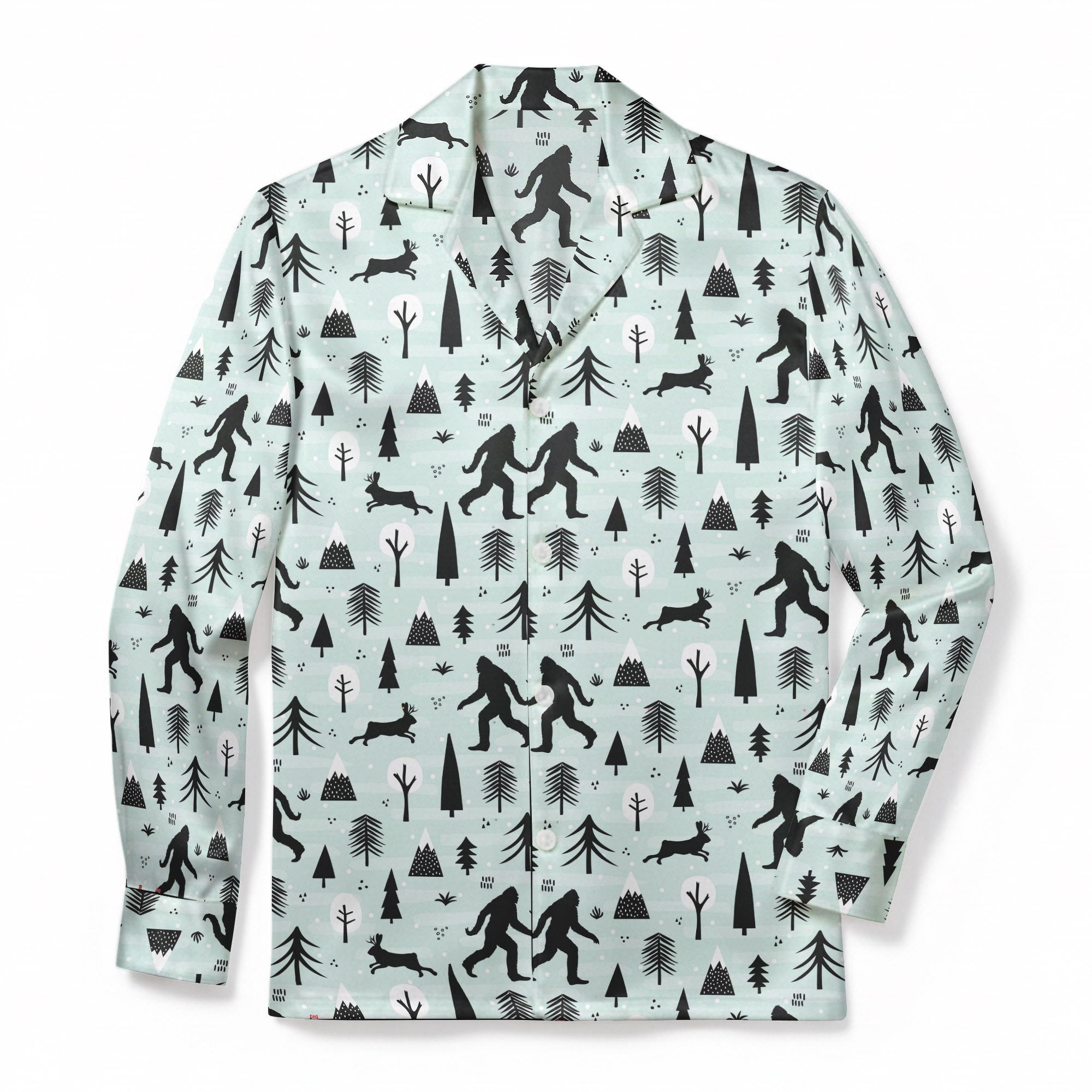 Sasquatch Scandinavian Hideout - Premium Flannel Pajama Top