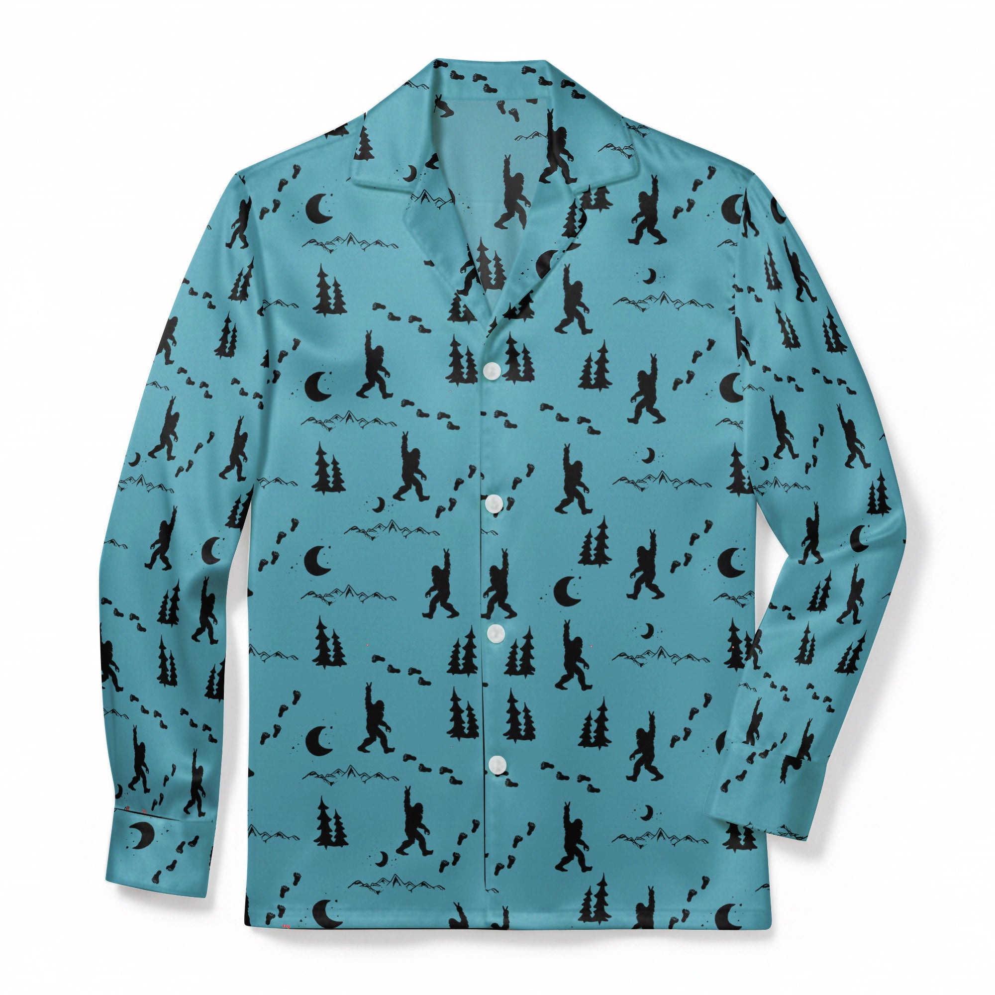 Teal Cryptid Rager - Premium Flannel Pajama Top