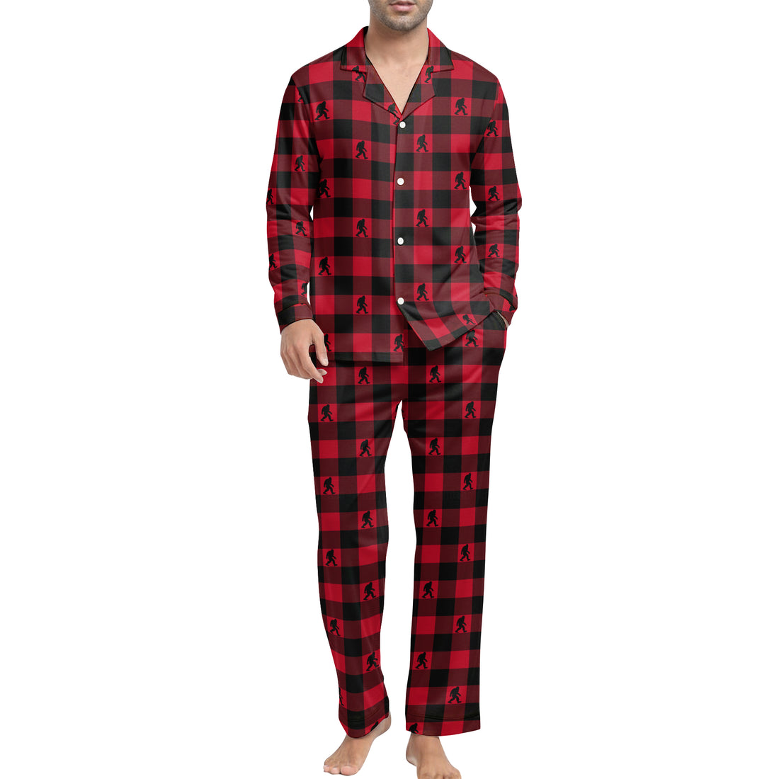 Plaid Cryptid Sasquatch - Premium Flannel Pajama Top