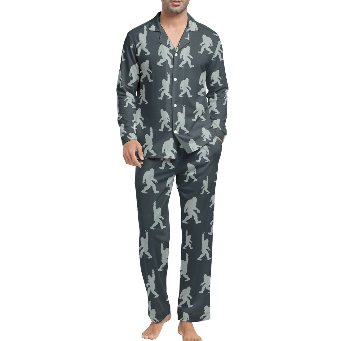 Bigfoot Peace Out - Premium Flannel Pajama Top