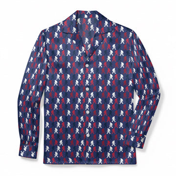 Patriotic Sasquatch Stroll - Premium Flannel Pajama Top