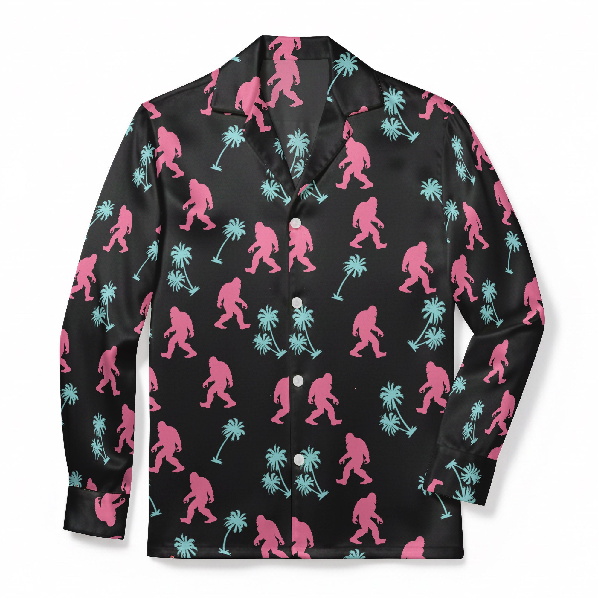 Neon Sasquatch Paradise - Premium Flannel Pajama Top