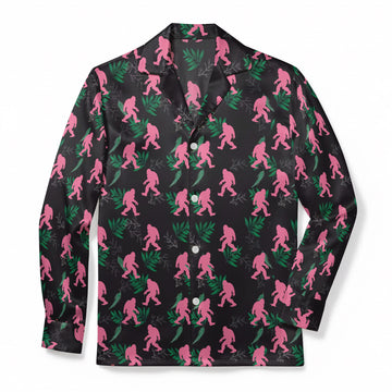 Pink Jungle Stroll - Premium Flannel Pajama Top